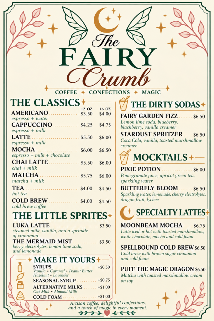 The Fairy Crumb mene